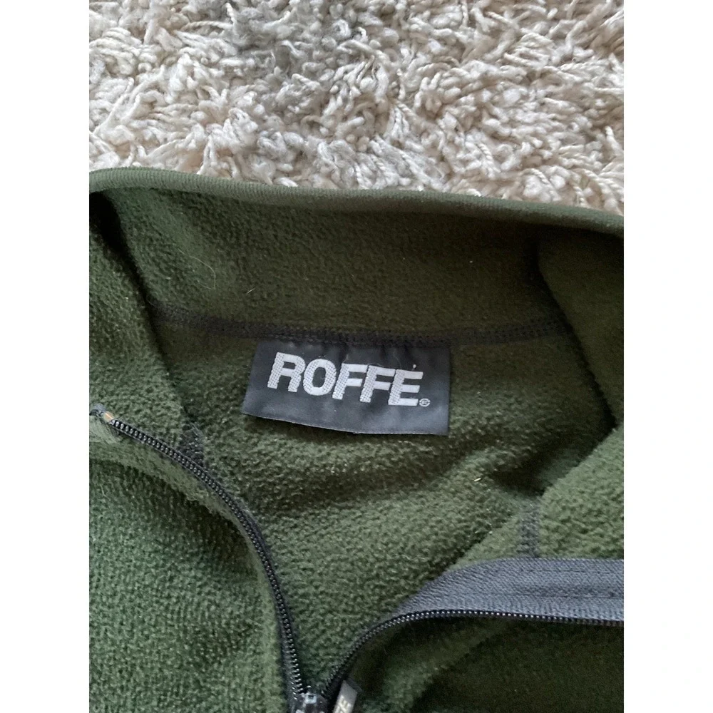 Roffe‎ Polartec Mens Quarter Zip Fleece Pullover Forest Green Jacket Large